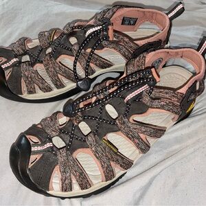 KEEN Waterproof Outdoor Hiking Sandals Womens 8.5 Gray Pink Granola Travel Shoes